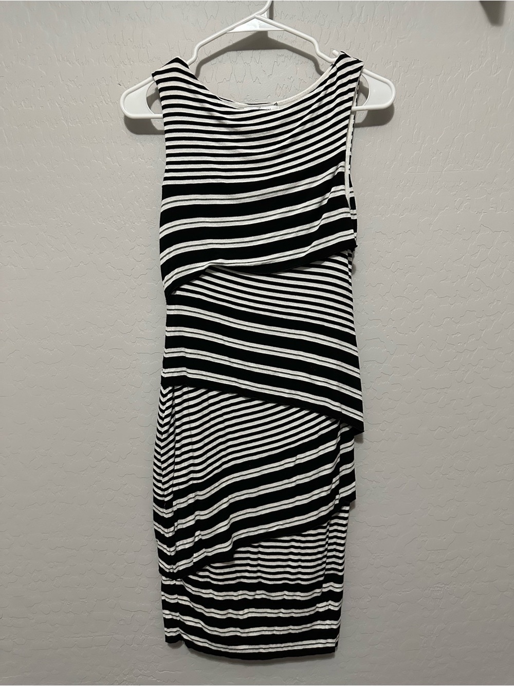 Bailey 44 Black and White Asymmetrical Striped Dress